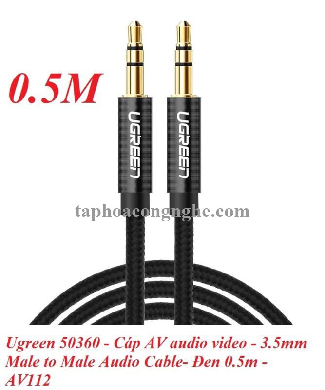 Ugreen 50360 0.5M màu Đen Cáp âm thanh 2 đầu 3.5mm dương AV112 30050360